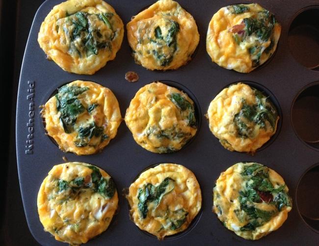 spinach, bacon, and cheddar egg muffins