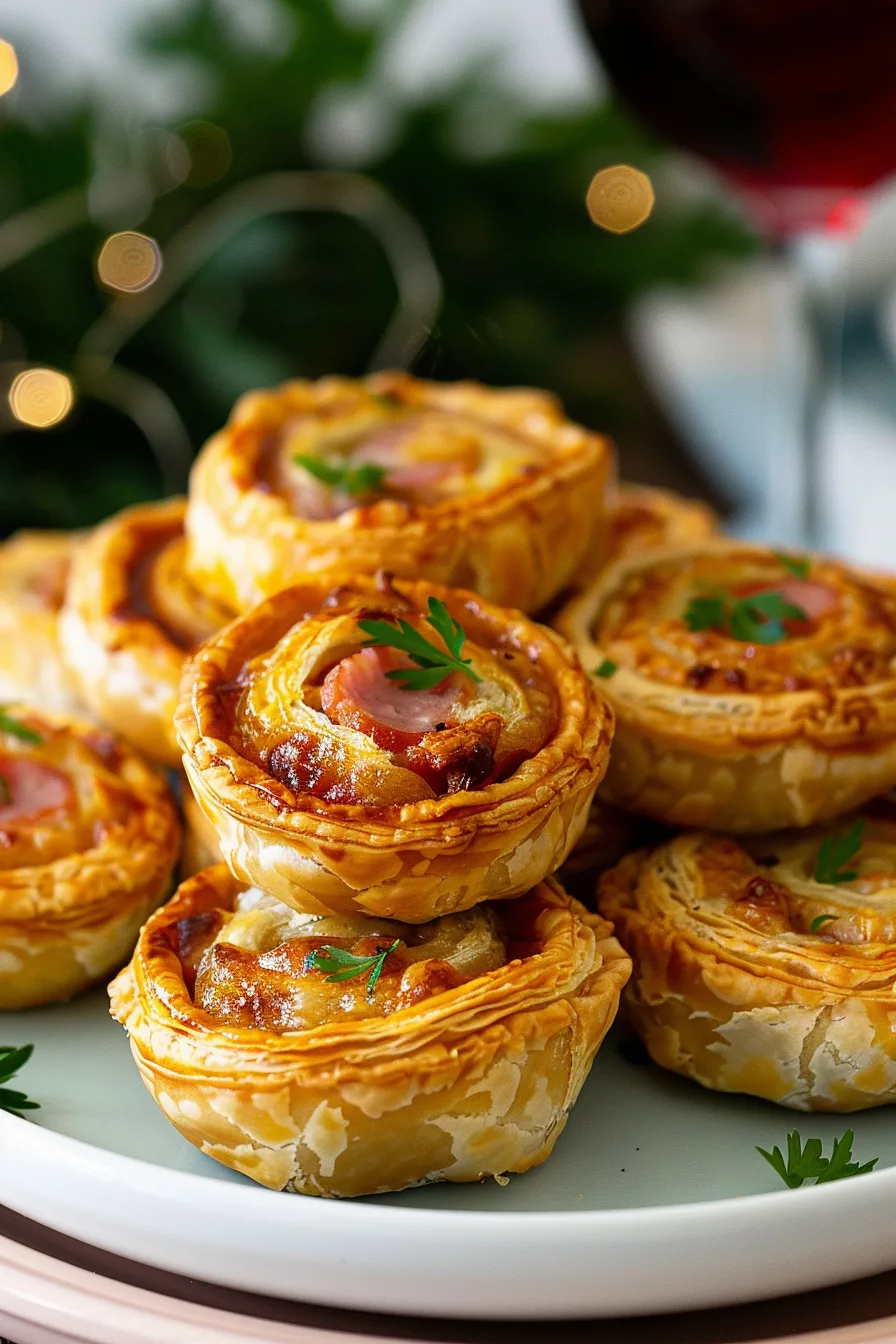Ham and cheese pastry pinwheels