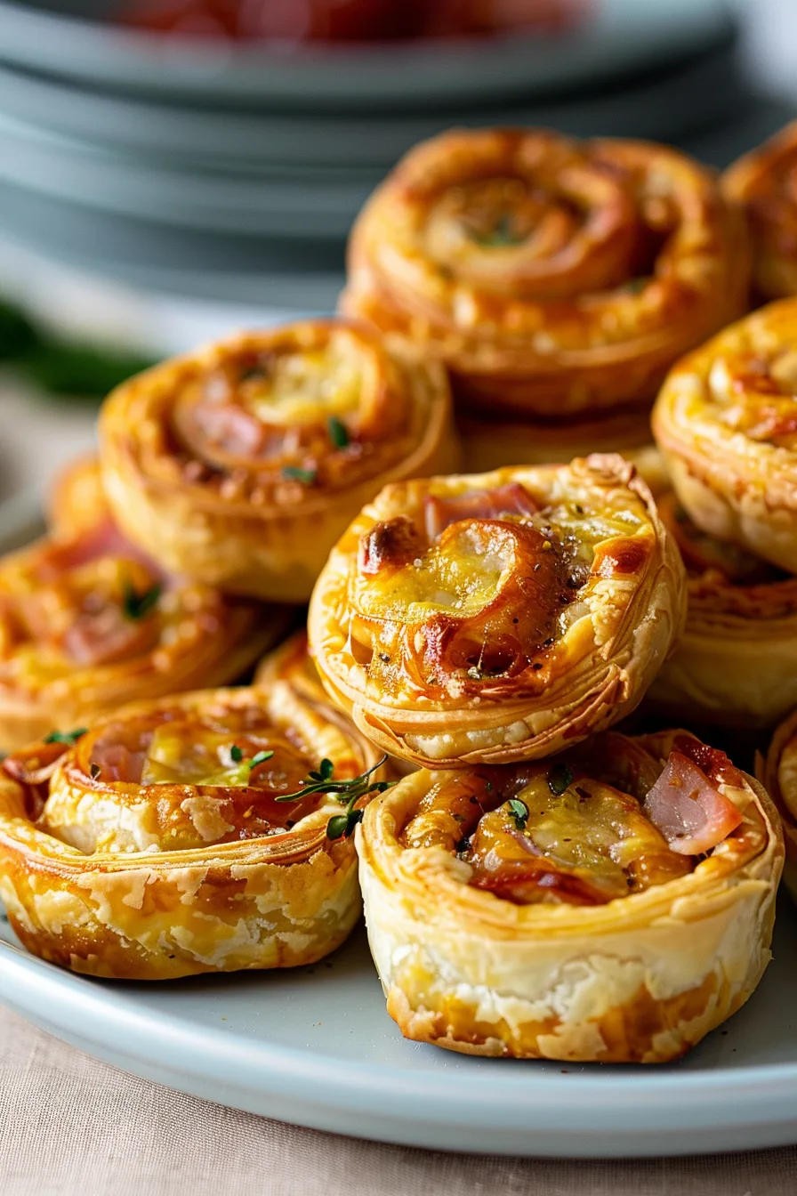 Ham and cheese pastry pinwheels