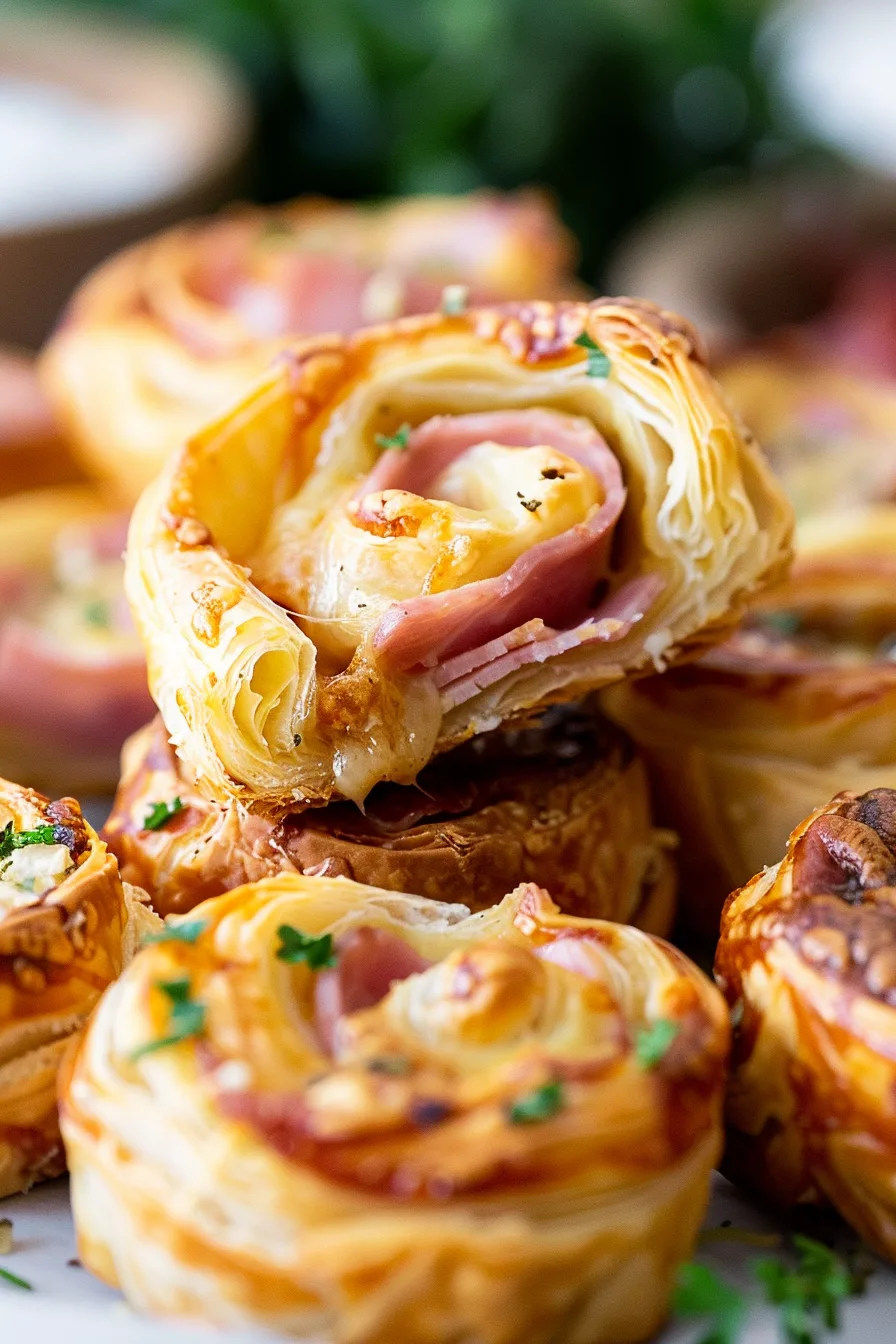 Ham and cheese pastry pinwheels