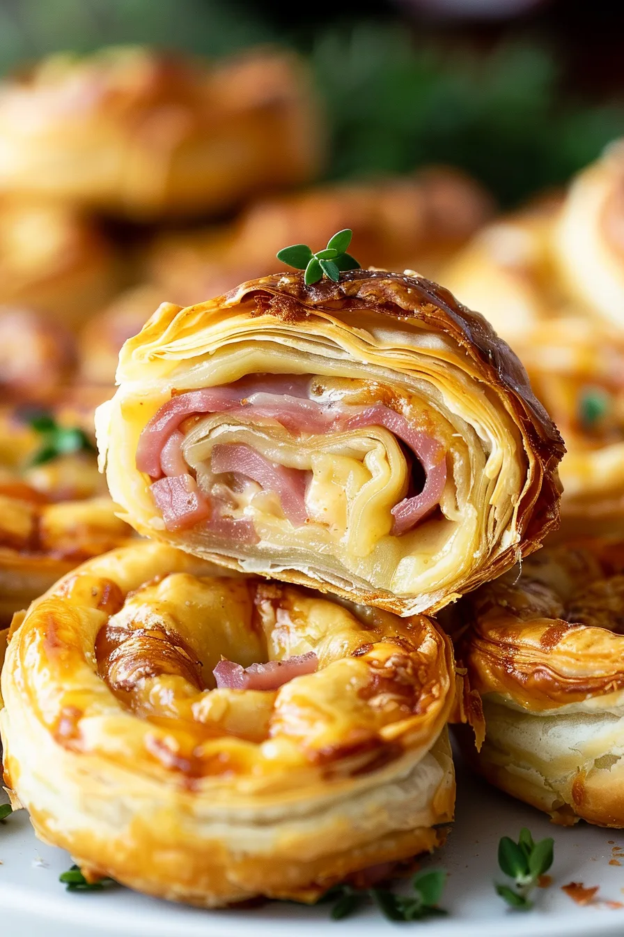 Ham and cheese pastry pinwheels