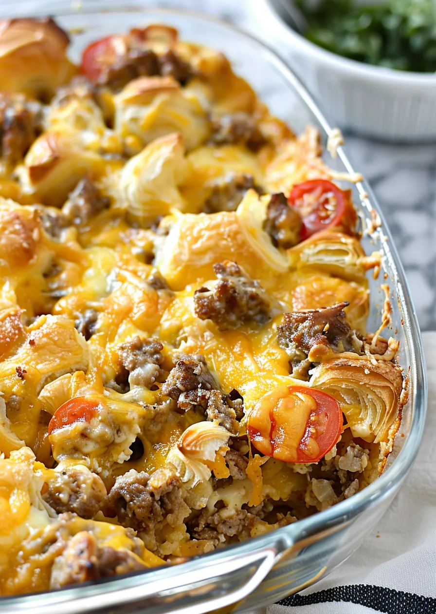 Overnight Croissant Breakfast Casserole