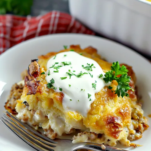 Overnight Croissant Breakfast Casserole