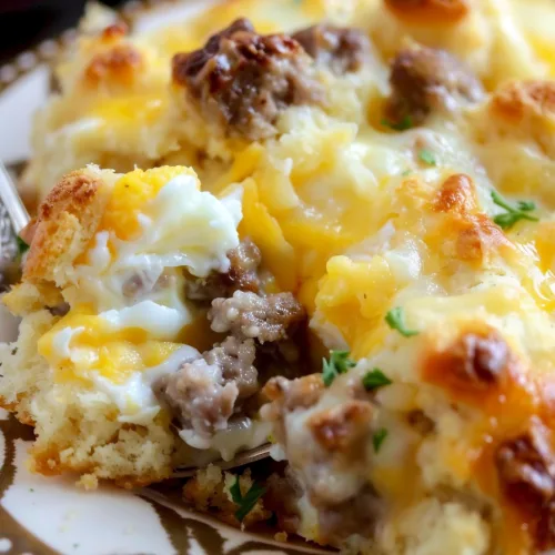 Cheesy Sausage Biscuit Breakfast Casserole