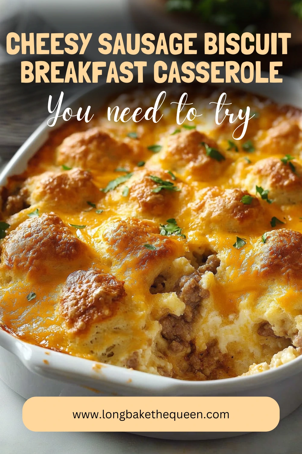 Cheesy Sausage Biscuit Breakfast Casserole