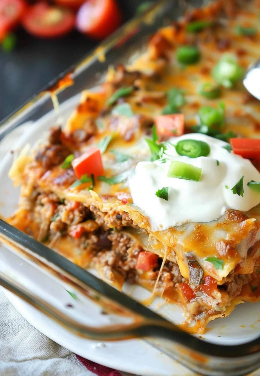 Cheesy Taco Lasagna Bake