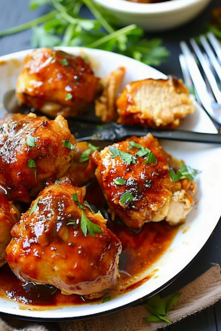 Easy BBQ Boneless Chicken Thighs in the Crock Pot