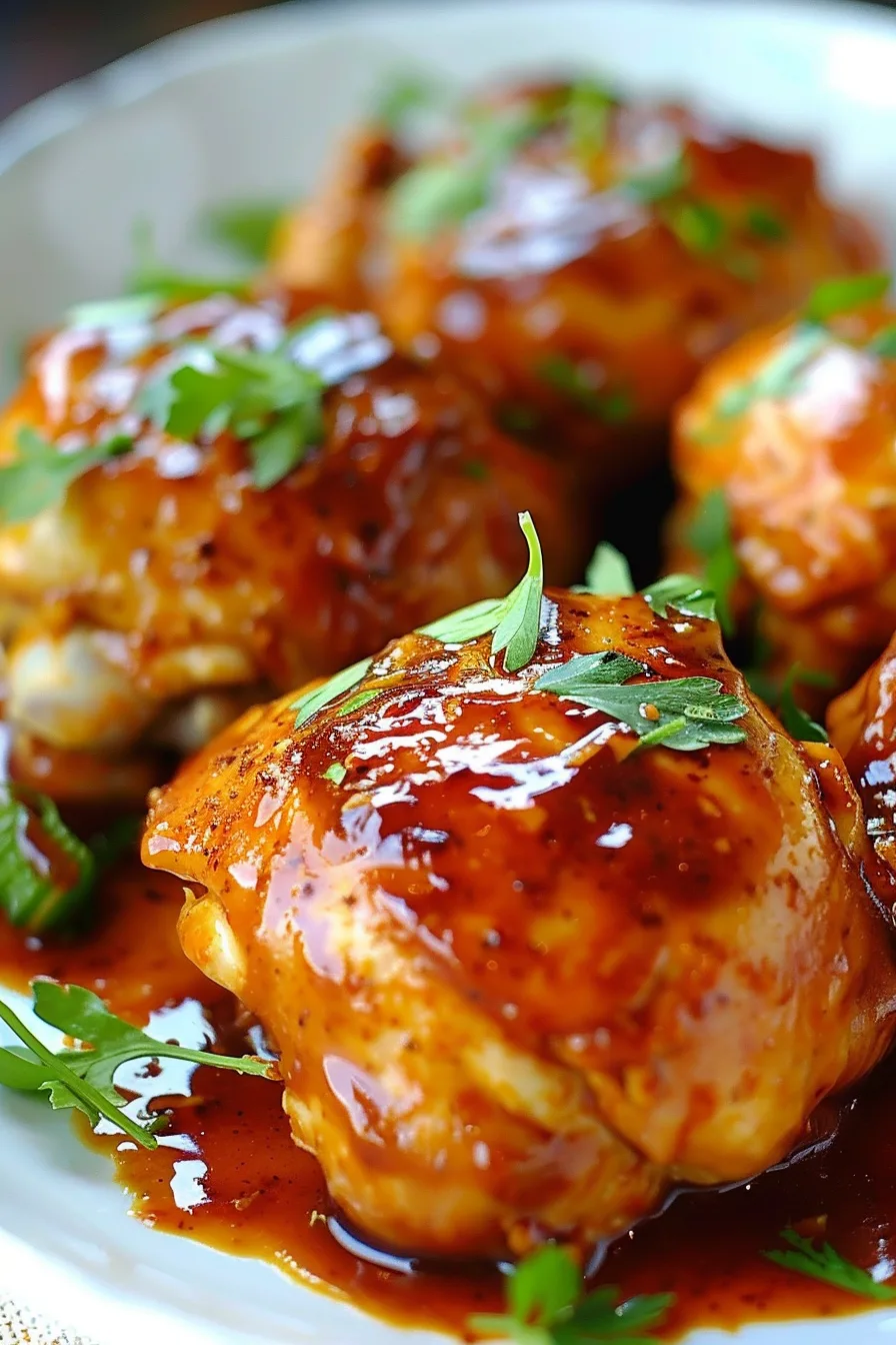 Easy BBQ Boneless Chicken Thighs in the Crock Pot