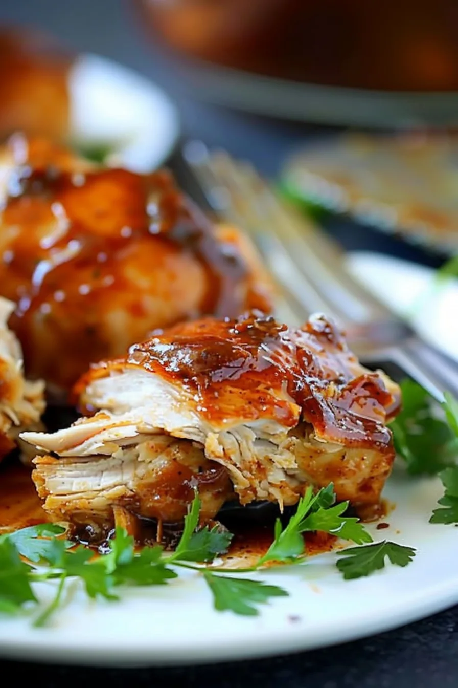 Easy BBQ Boneless Chicken Thighs in the Crock Pot