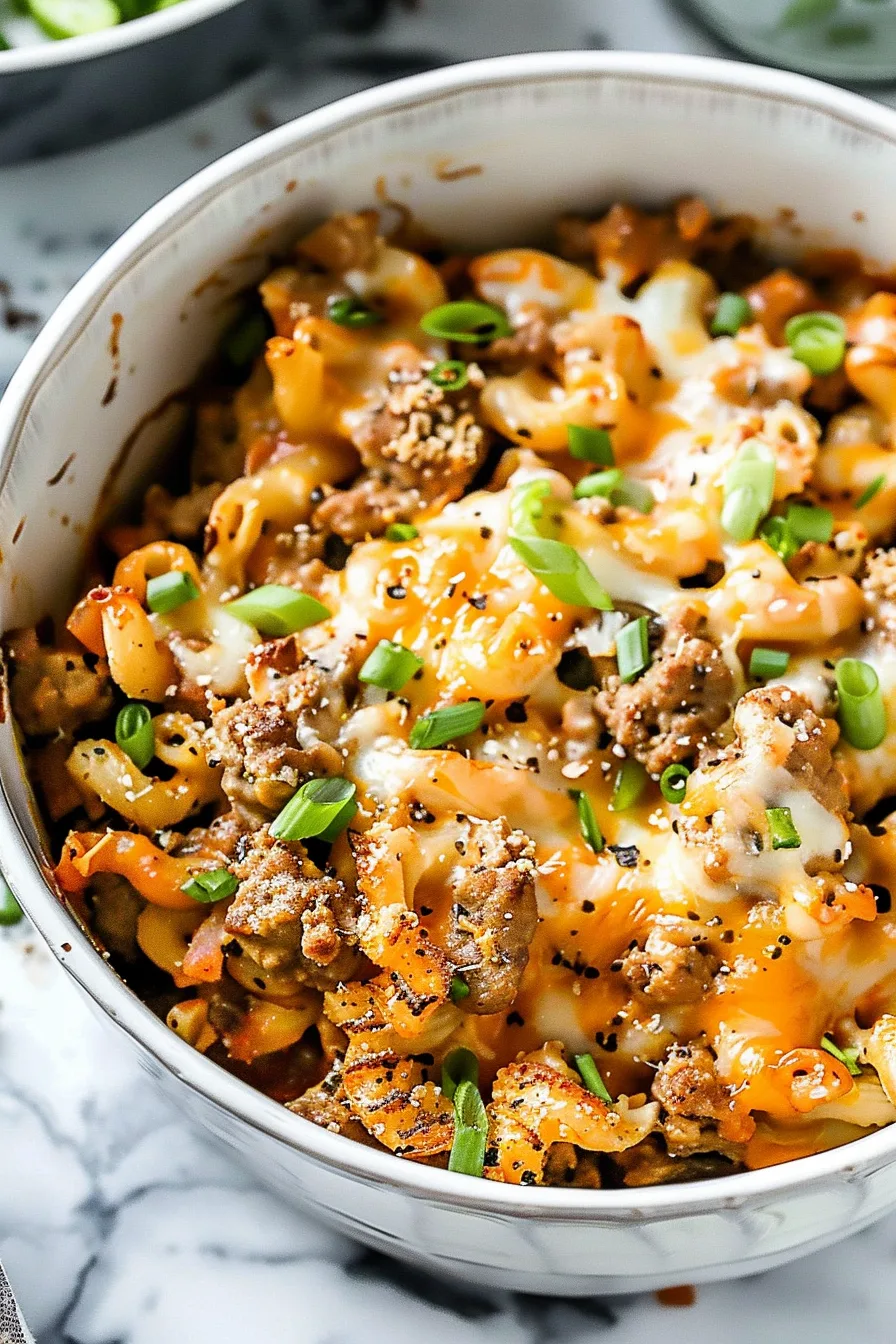 Savory Hamburger Noodle Casserole