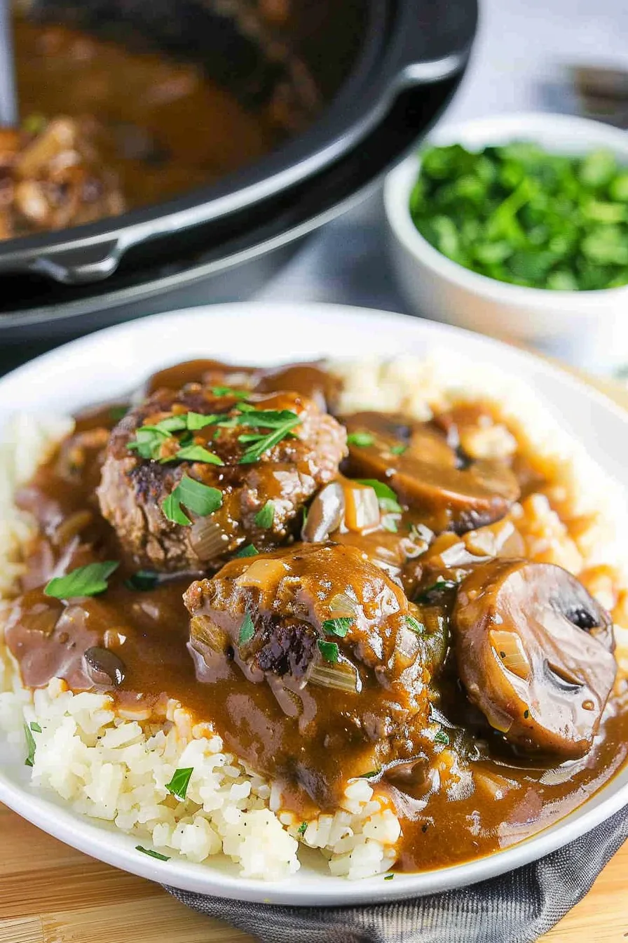 Slow Cooker Savory Salisbury Steak