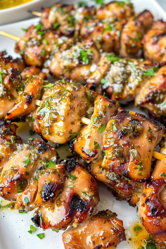 Spicy Parmesan-Garlic Chicken Skewers