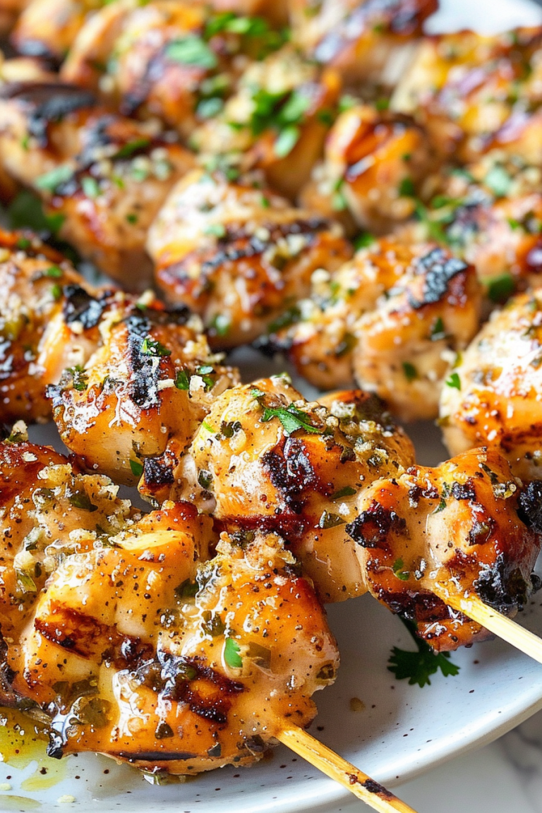 Spicy Parmesan-Garlic Chicken Skewers