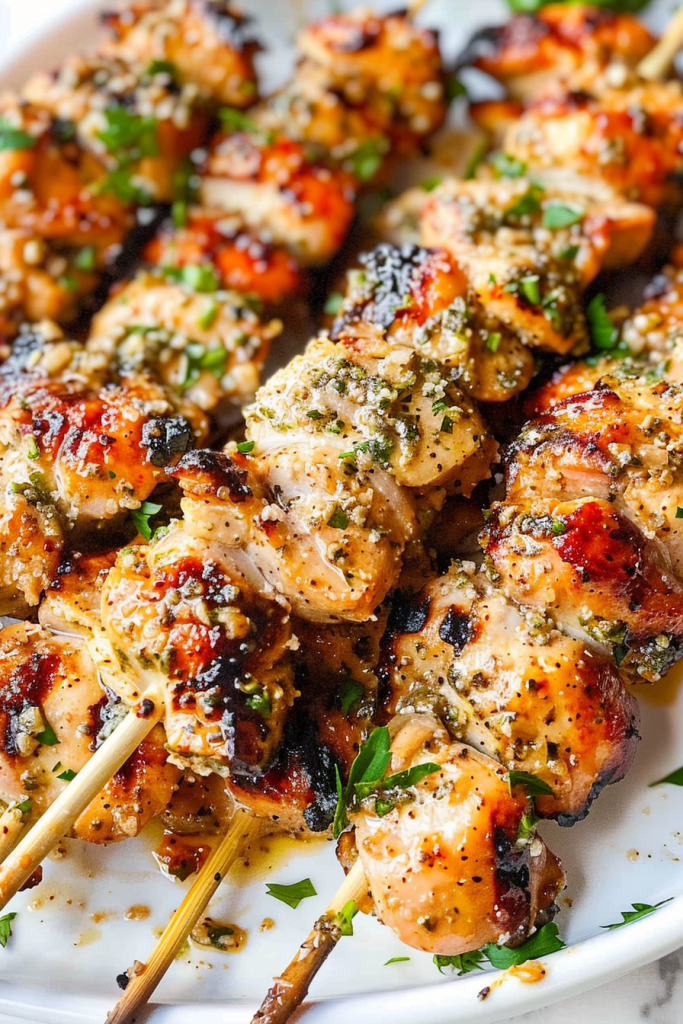 Spicy Parmesan-Garlic Chicken Skewers