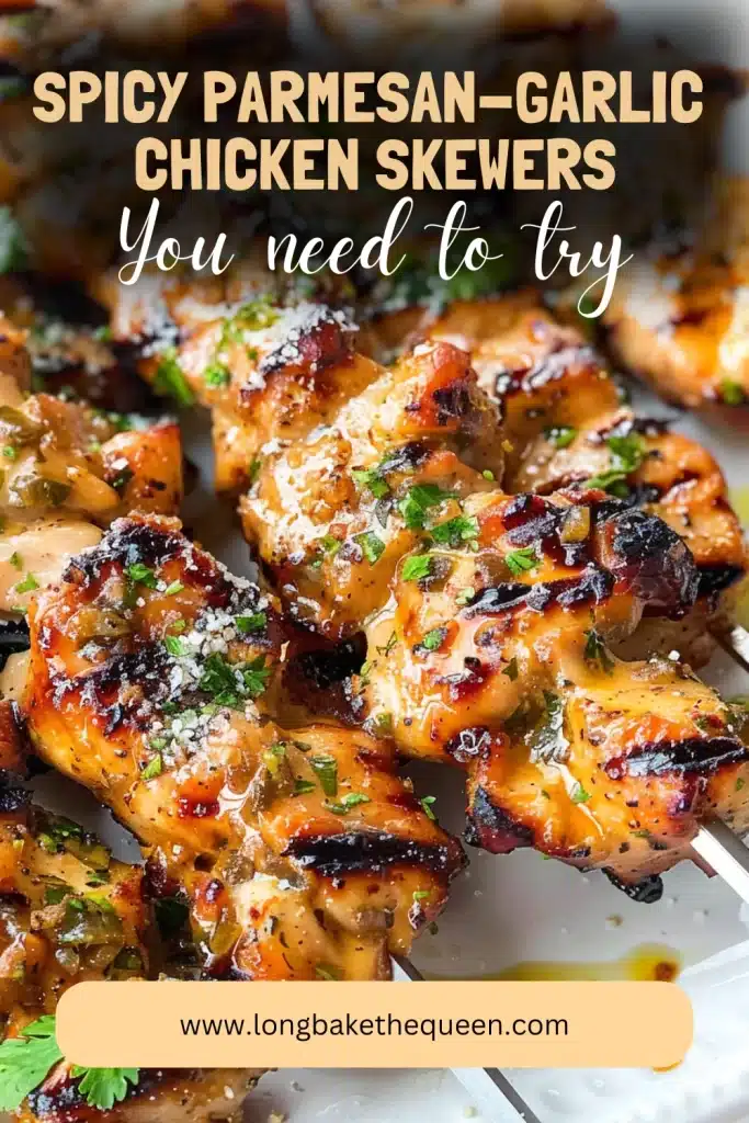 Spicy Parmesan-Garlic Chicken Skewers
