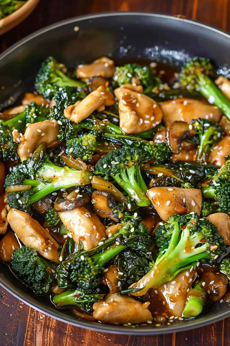 Delicious Chicken Broccoli Stir Fry in a skillet