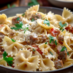 Perfect pasta dish with sausage and cream