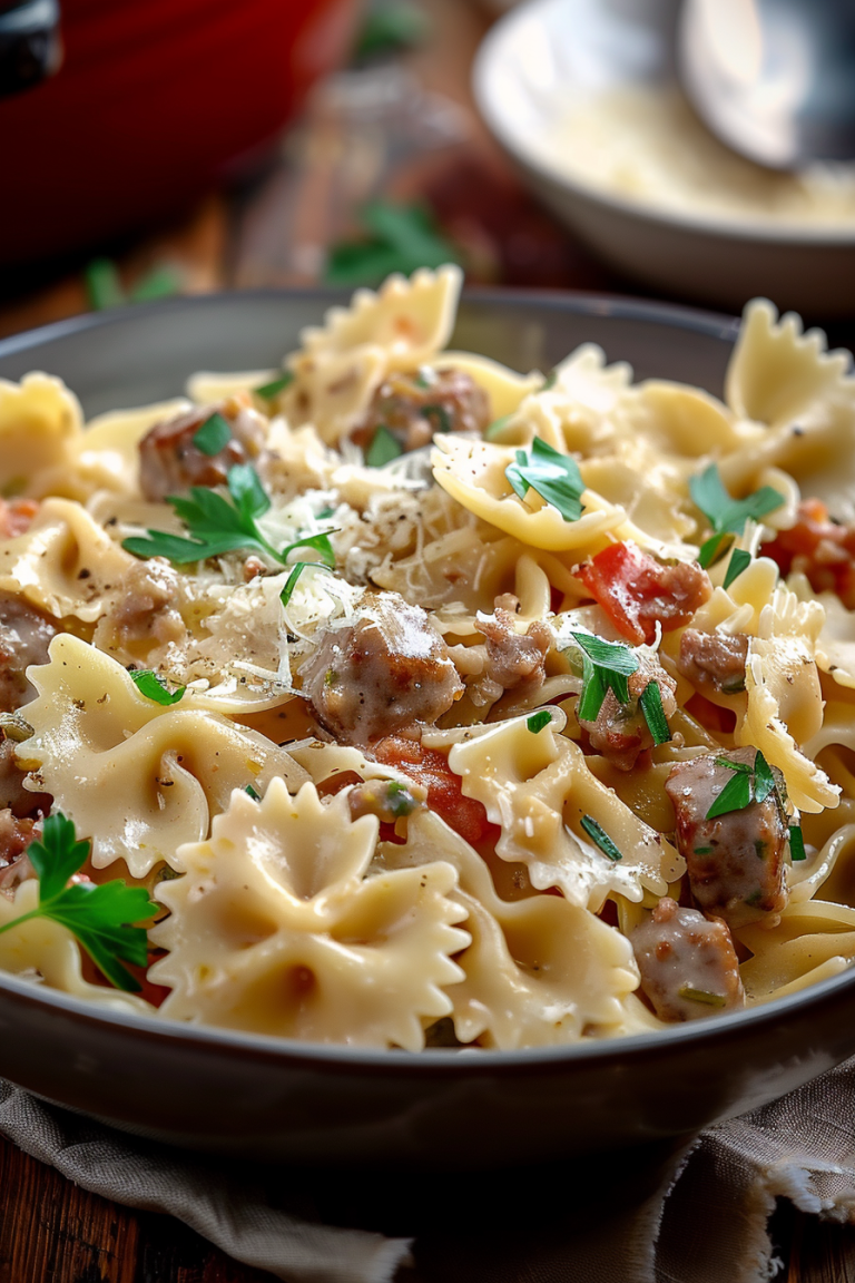 Perfect pasta dish with sausage and cream