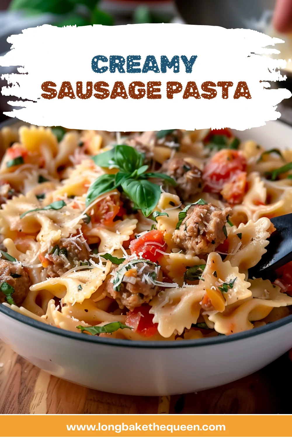 Delicious Creamy Sausage Pasta in a skillet
