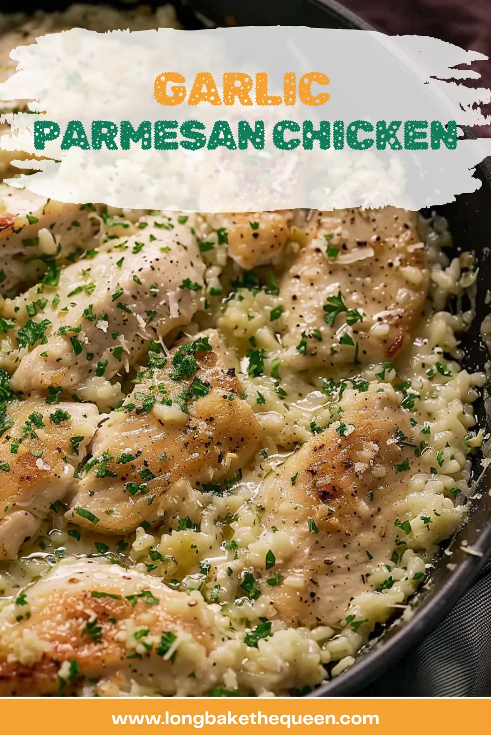 Delicious Garlic Parmesan Chicken in a skillet