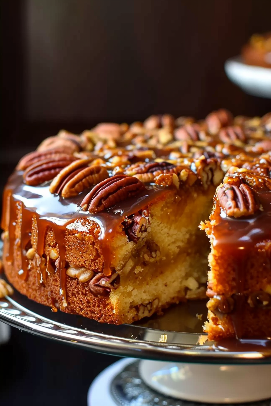 Delicious Pecan Cake on a plate