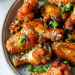 Delicious Honey Garlic Chicken Wings on a plate