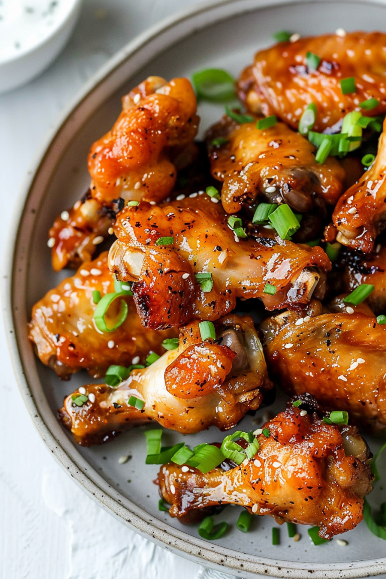 Delicious Honey Garlic Chicken Wings on a plate