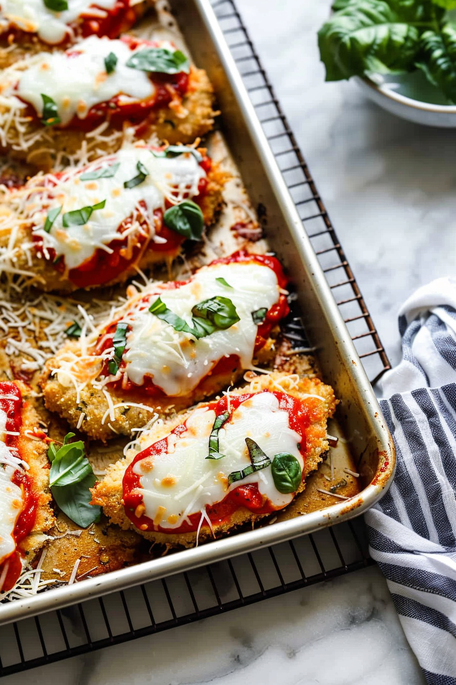 Crispy and cheesy Oven Baked Chicken Parmesan