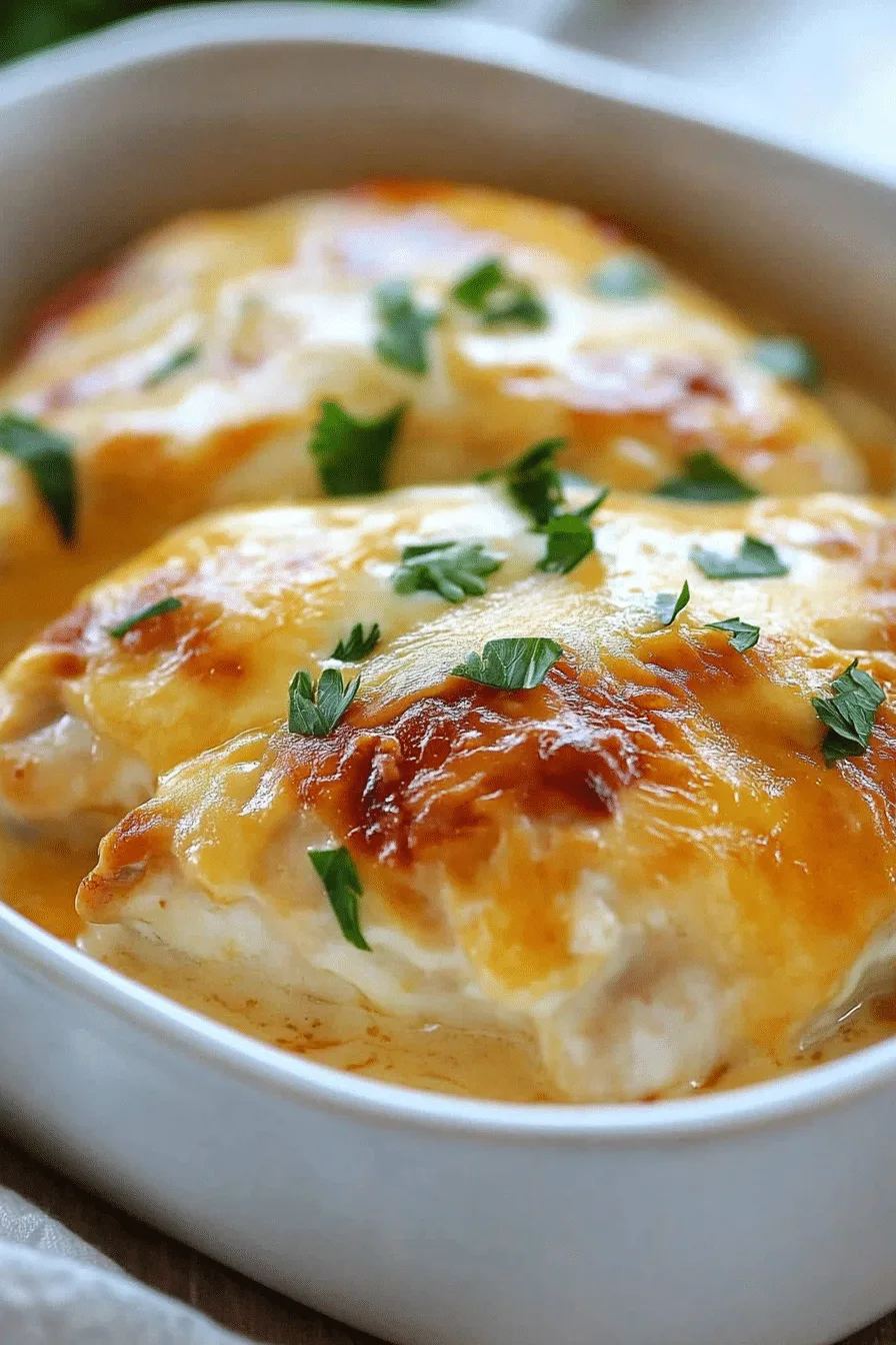 Finished cheesy chicken with golden top