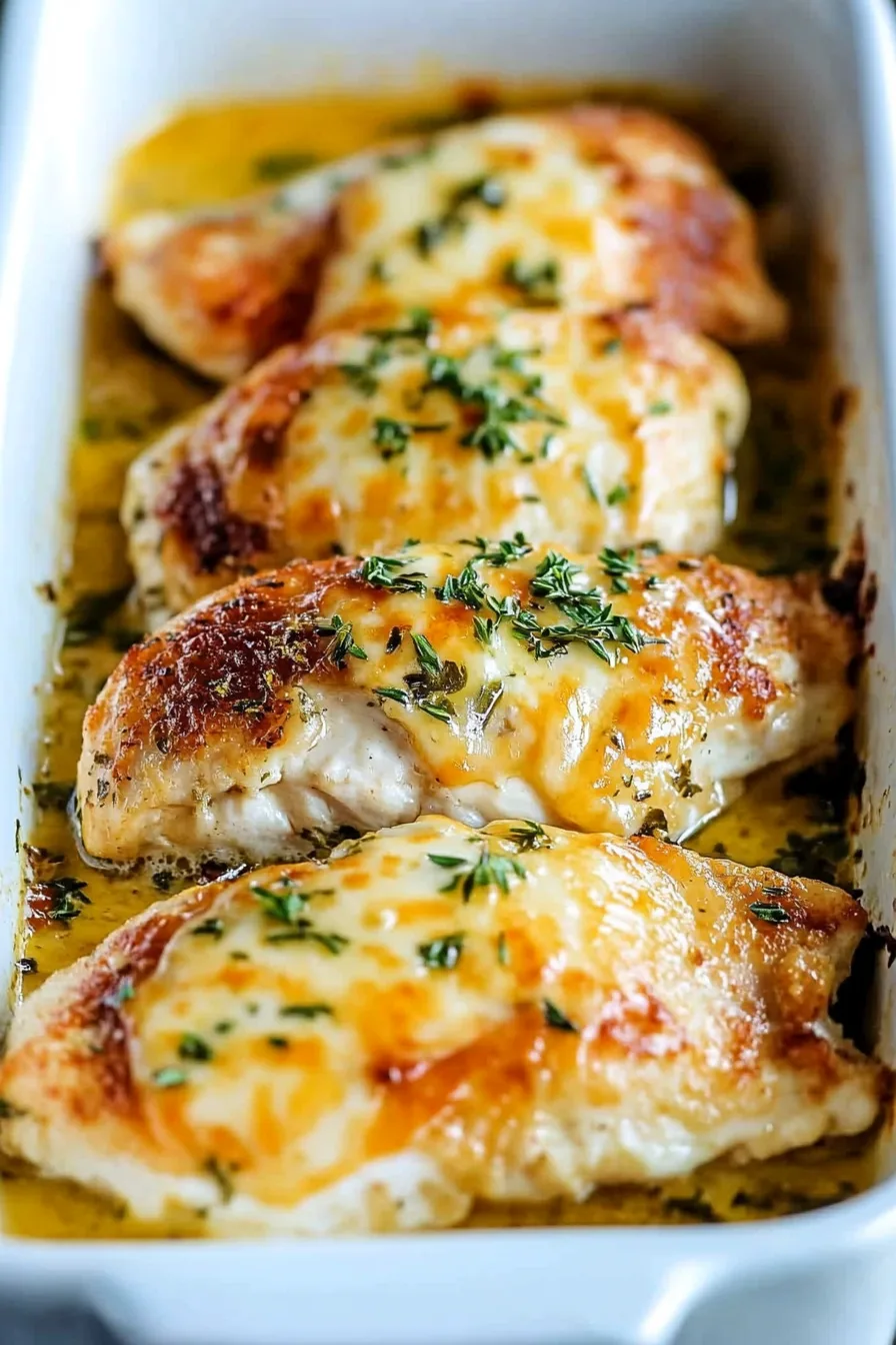 Finished Melt in Mouth Chicken with golden topping