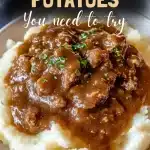 Table setup with Beef Gravy Potatoes meal