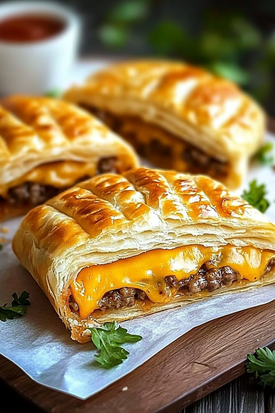 Stacked Cheeseburger Pockets showcasing cheesy layers