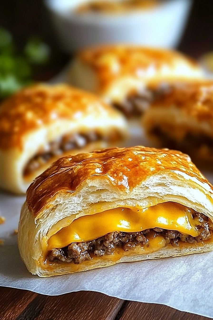 Cheeseburger Pockets with dipping sauce on the side