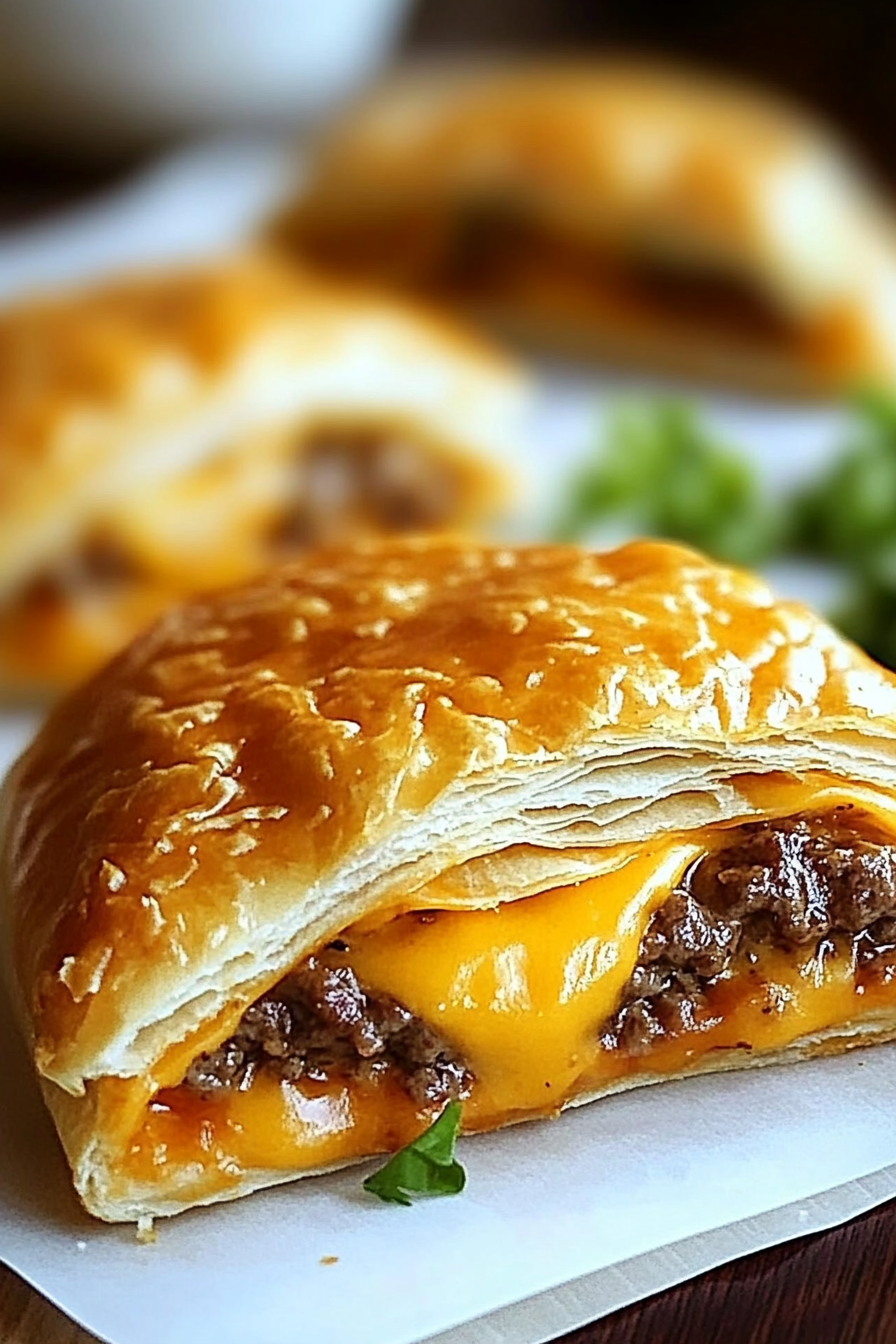 Single Cheeseburger Pocket sliced open