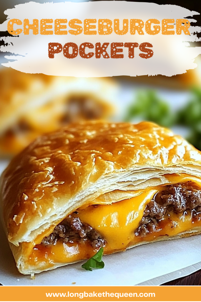 Cheeseburger Pockets arranged on a white platter