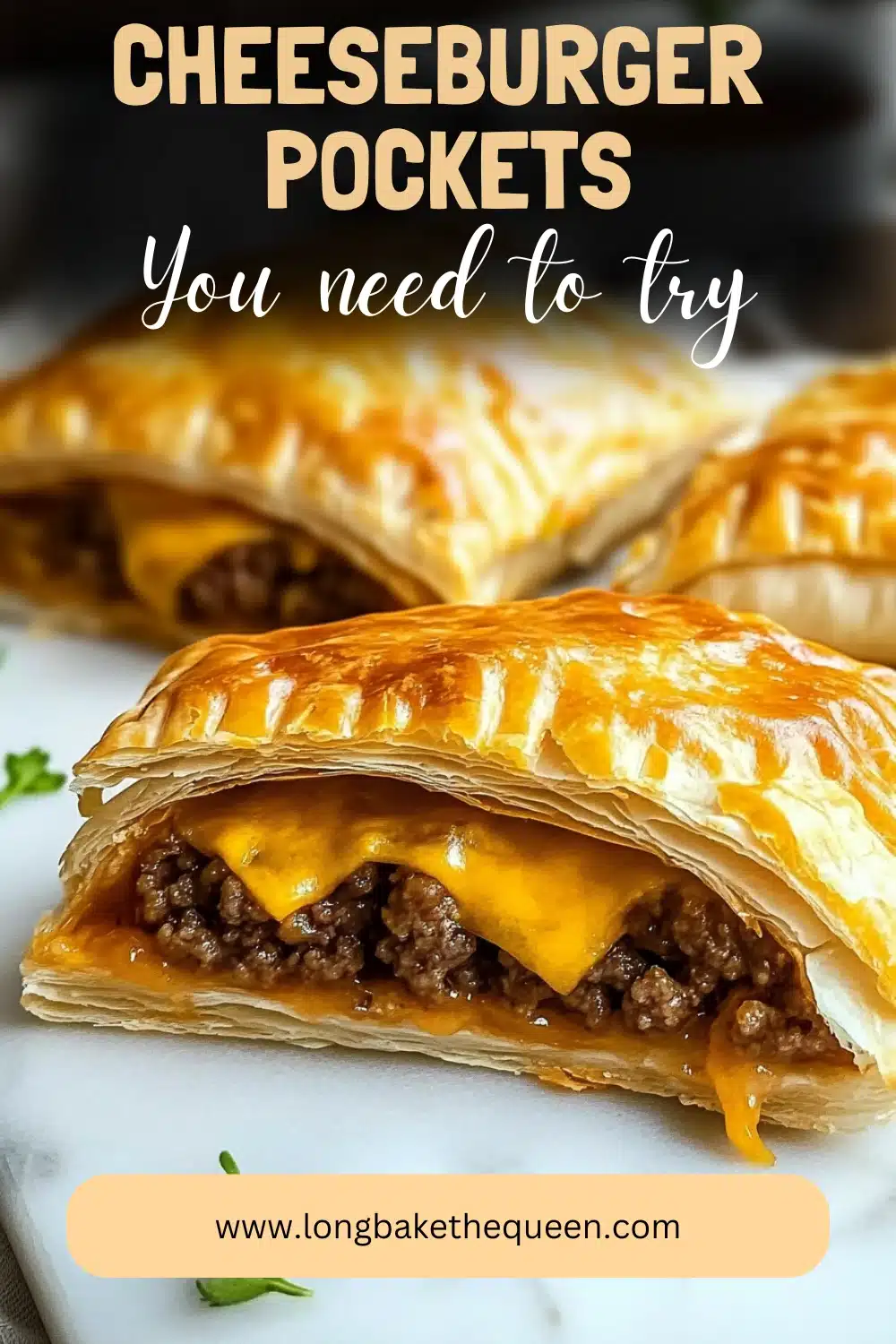 Cheeseburger Pockets with dipping sauce on the side