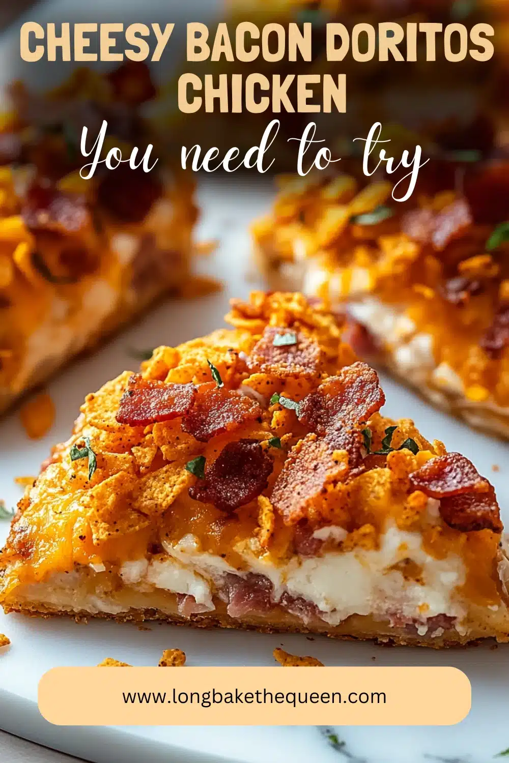 Single Cheesy Bacon Doritos Chicken on a serving plate
