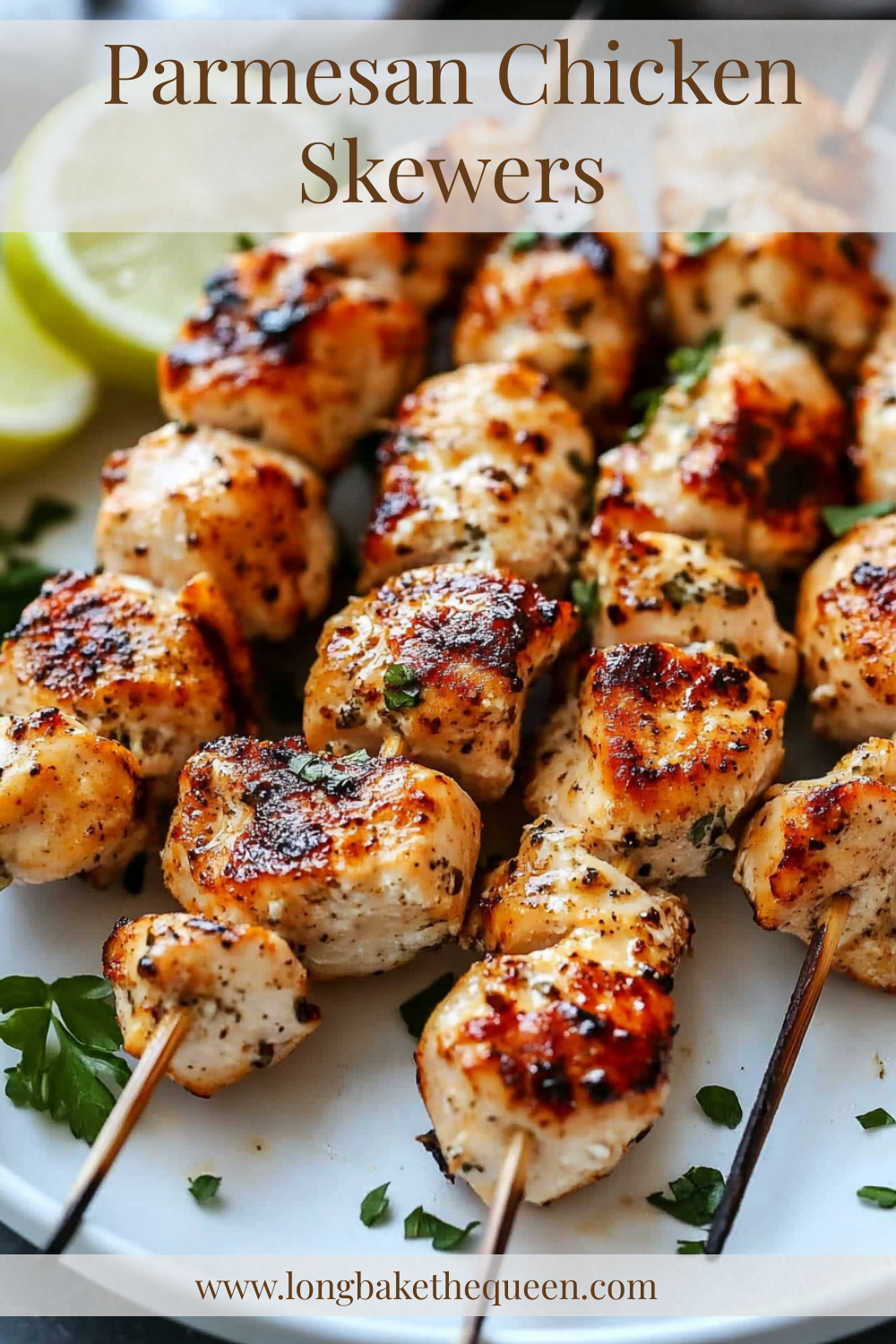 Parmesan chicken skewers grilled to perfection