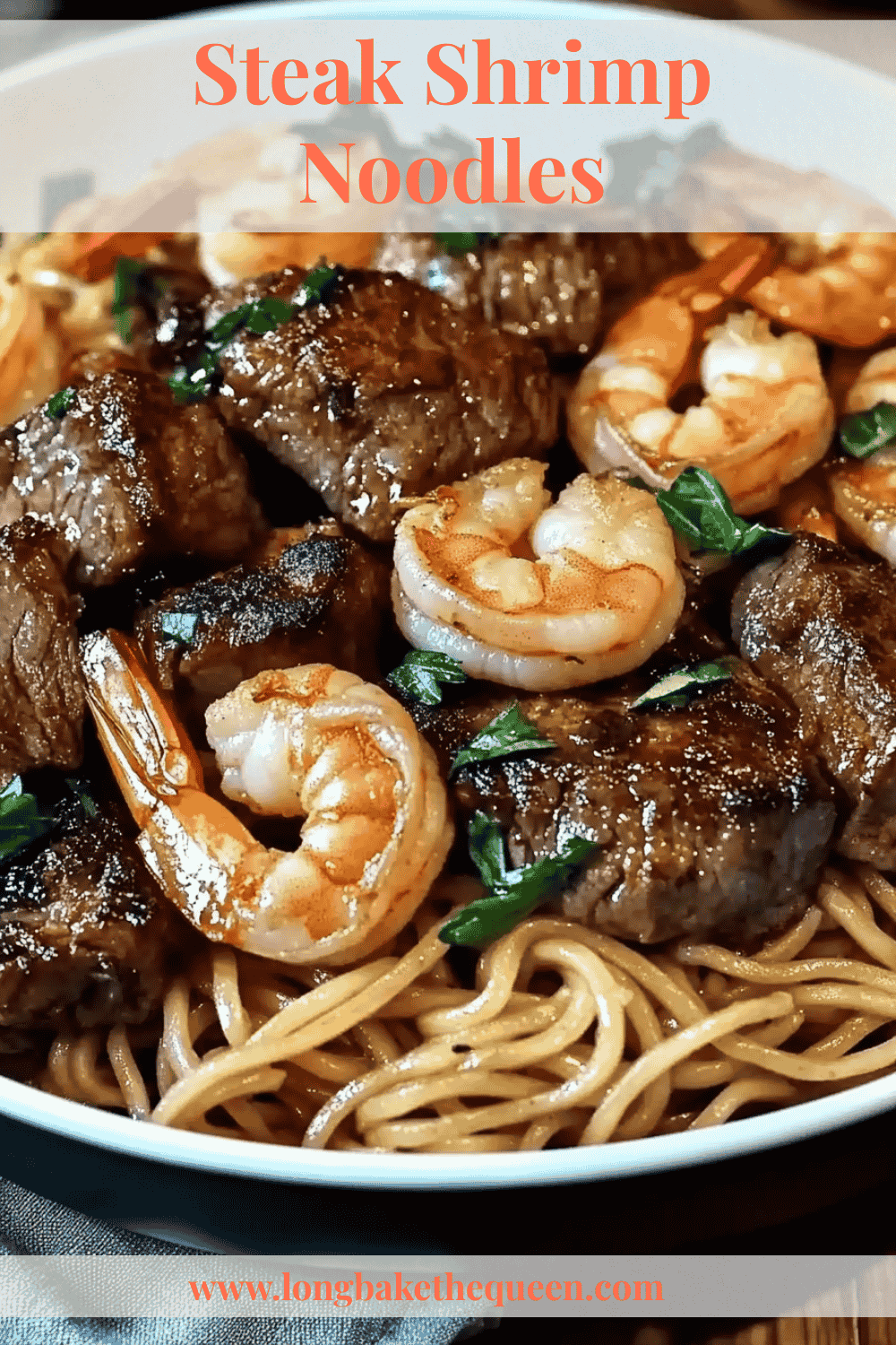Asian-style beef and shrimp lo mein