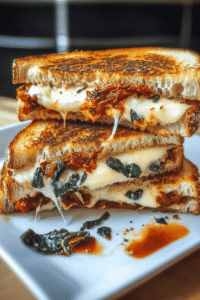 Ricotta grilled cheese with spinach and tomatoes