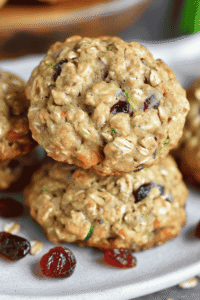 Soft baked zucchini cookies on cooling rack