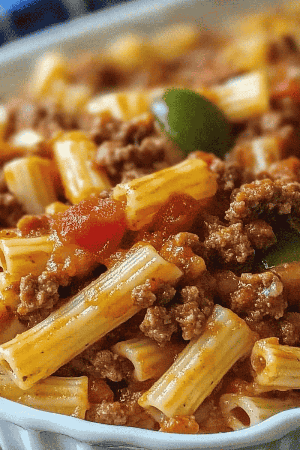 slice of pasta bake served with side garnish