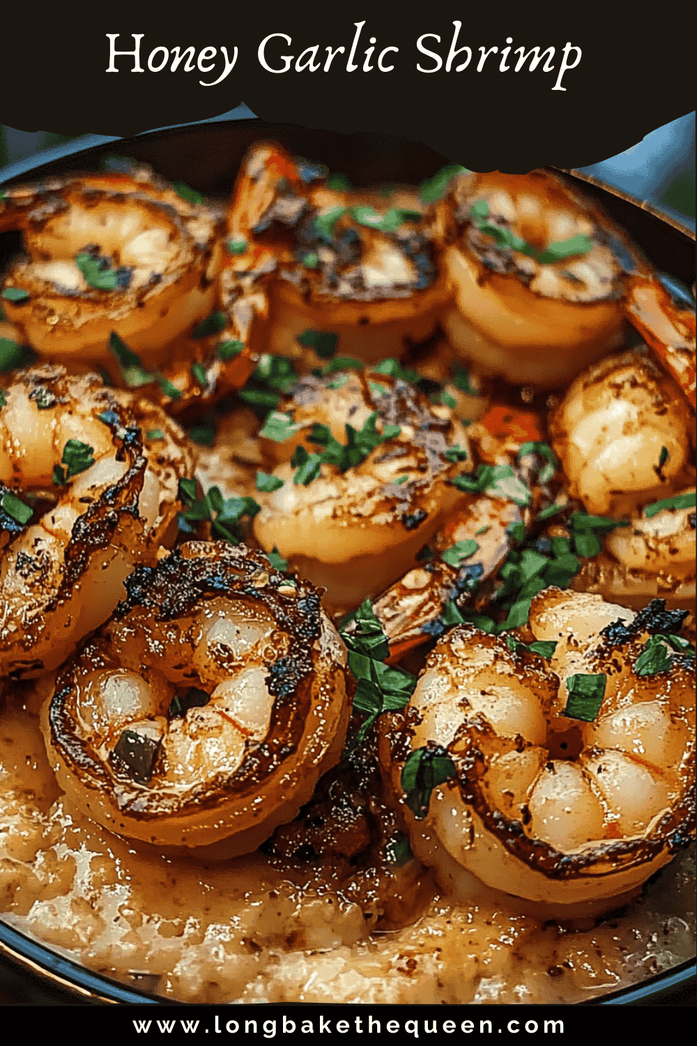 Honey garlic shrimp on fluffy white rice with lime slices