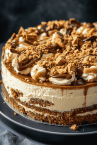 Overhead view of cheesecake being sliced