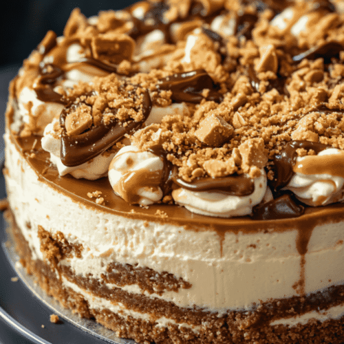 Overhead view of cheesecake being sliced