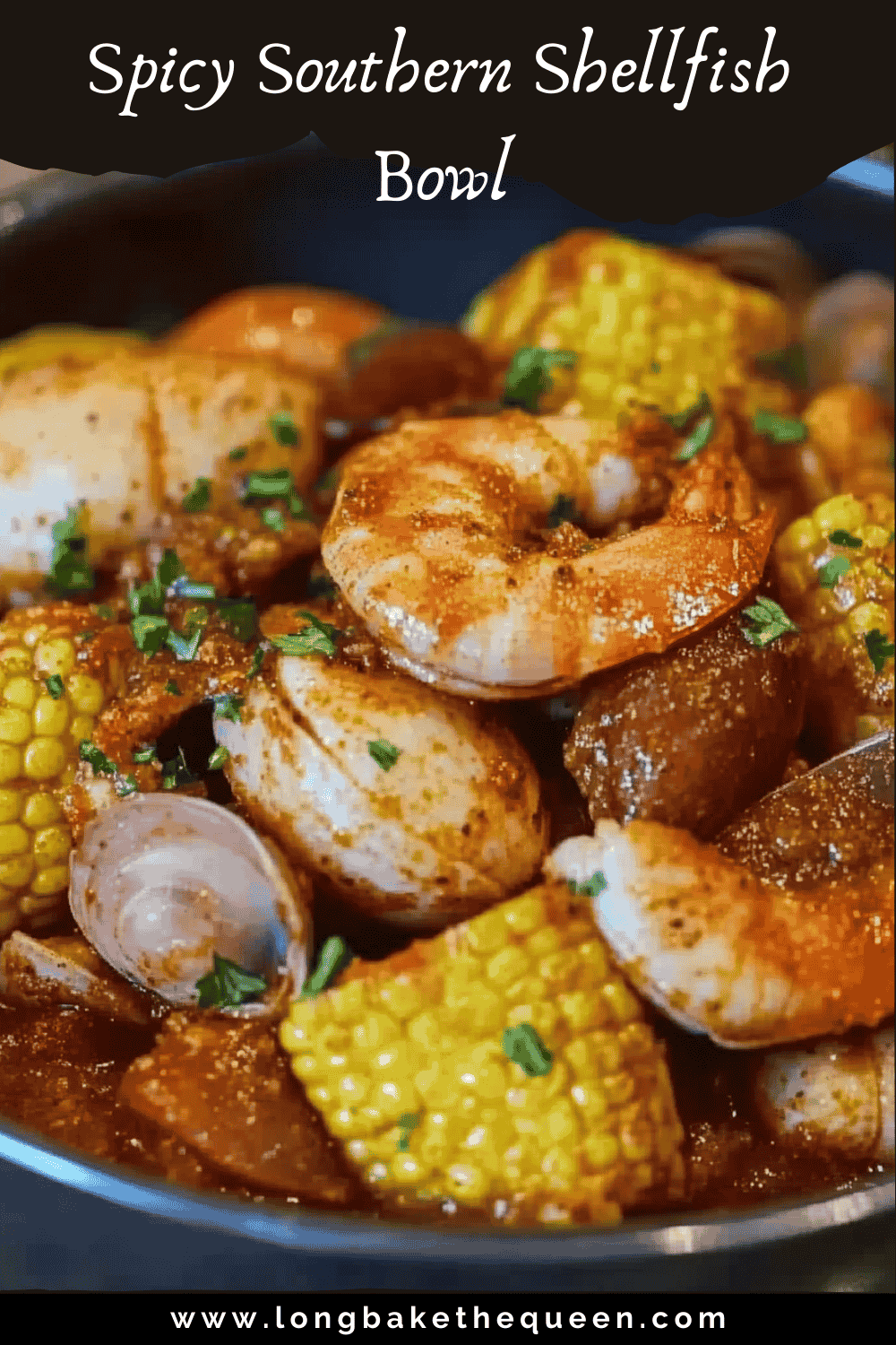 Shrimp and sausage seafood boil in a large bowl