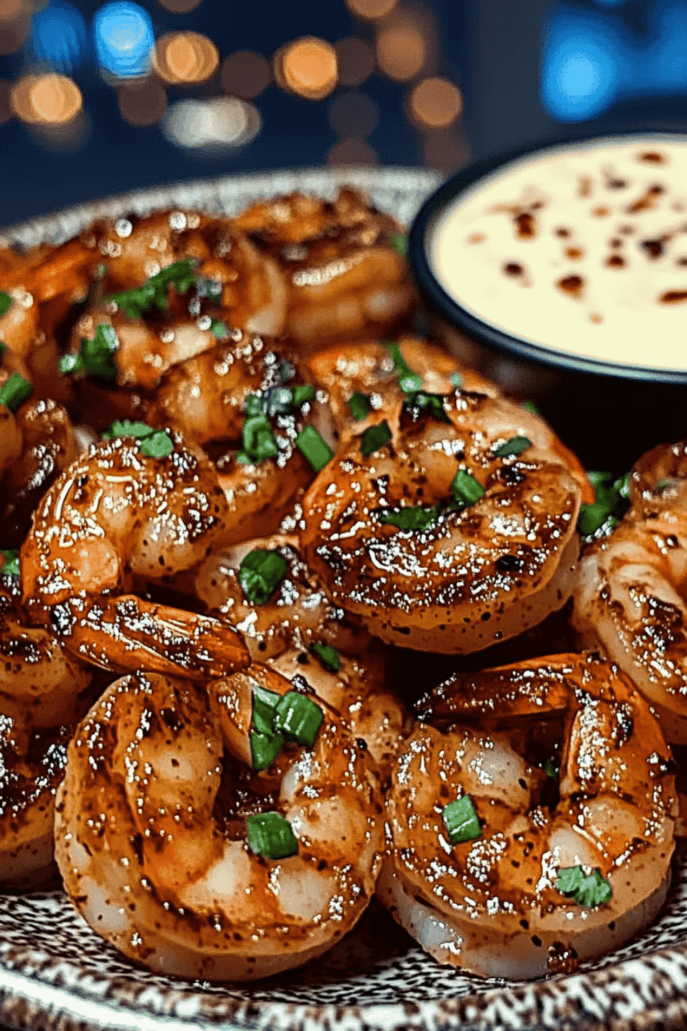 Garlic shrimp bites on a white plate