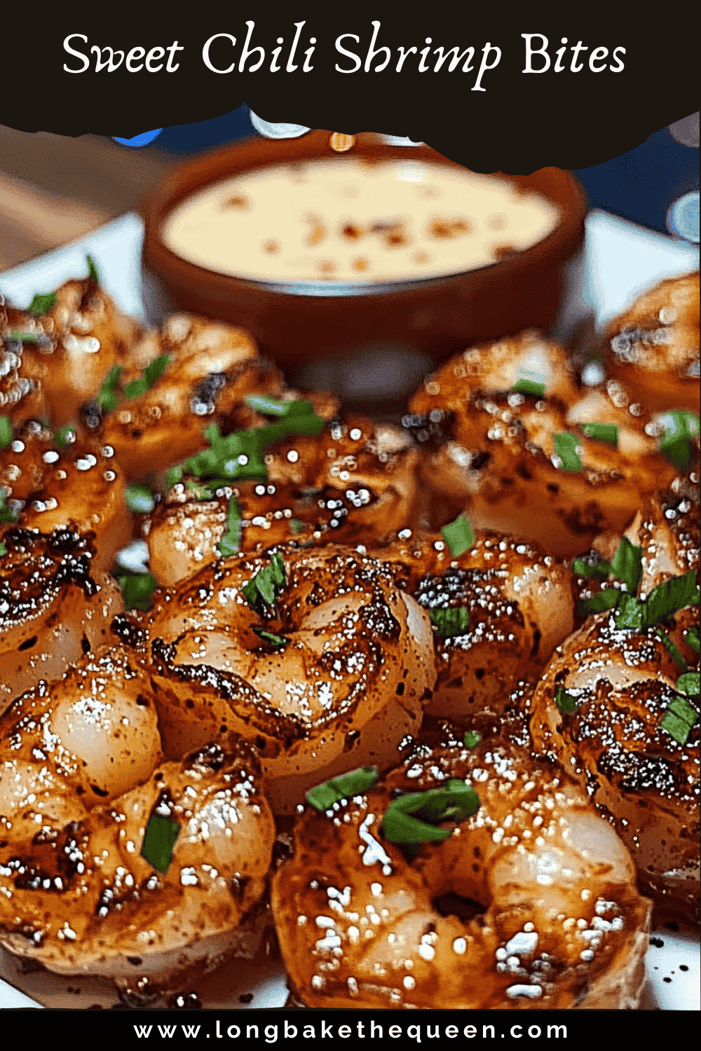 Spicy glazed shrimp with dipping sauce