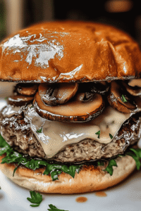 smash patty with melted Swiss cheese