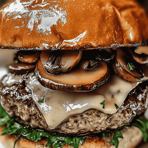 smash patty with melted Swiss cheese